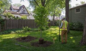A Minneapolis homeowner asks a surveyor to find my property line before planting a tree near the boundary